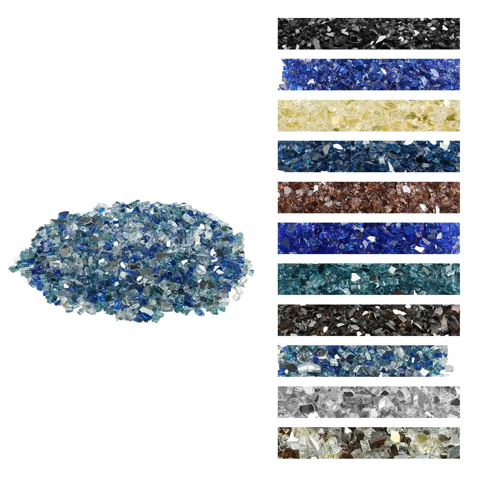 【SummerFinds】VEVOR Fire Glass, 10 LBS / 4.5 KG Fireplace Rocks, 1/2-Inch / 12.7 mm Reflective Firepit Glass Rock, High Luster & Smokeless Stone Landscaping for Fire Pit Table, Cobalt Blue + Aqua Blue + Clear