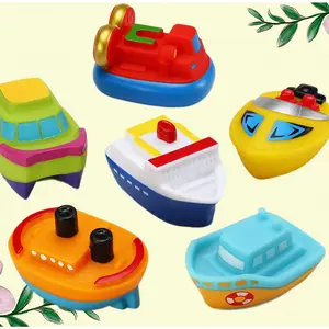 6 Pack Light Up Boat Floating Rubber Toys, Color Changing Flashing Light in Water, Bathtub Shower Pool Toys for Baby Toddlers Kids