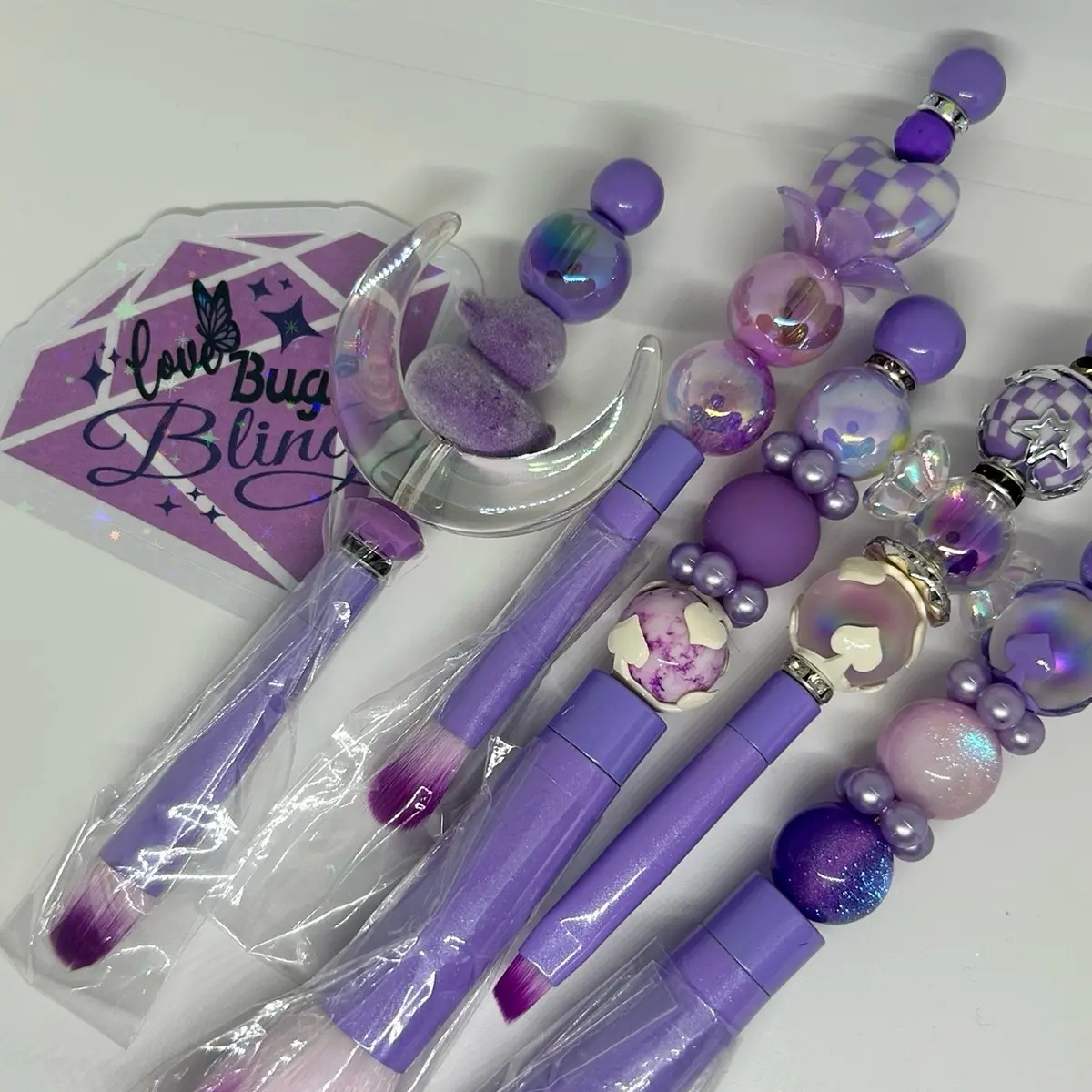 Beaded make-up brushes Beaded make-up brushes