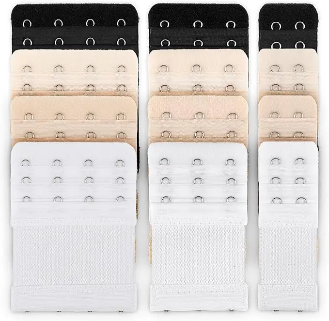12 PCS Bra Extenders 2 Hook / 3 Hook / 4 Hook, Bra Strap Extender, Bra Extension Strap for Women Plus Size