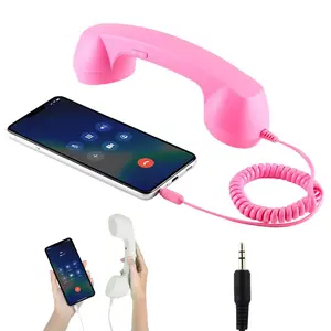 Retro Telephone Handset, Wired Landline Style Receiver with Microphone, for Cell Phone Video Conferences, Calls, Online Meetings, Home Office