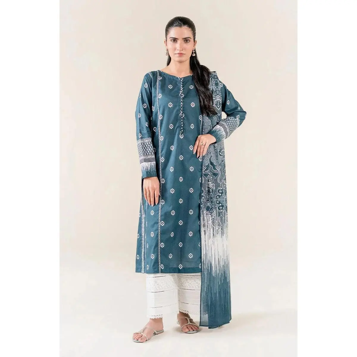Stitched Printed Lawn 2-Piece Suit for Women, Breathable Shirt and Dupatta for Effortless Elegance, Lady, Clothes, Printed Suit, Stitched Set, Women's Clothes, Elegant