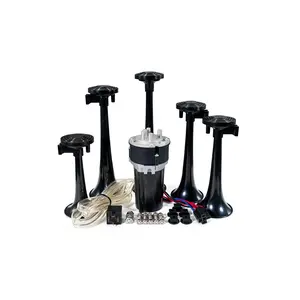 HornBlasters La Cucaracha Musical Electric Air Horn 12-Volt 127.7dB with 5 ABS Trumpets & 40 Amp Relay for Festive Celebrations - Automotive