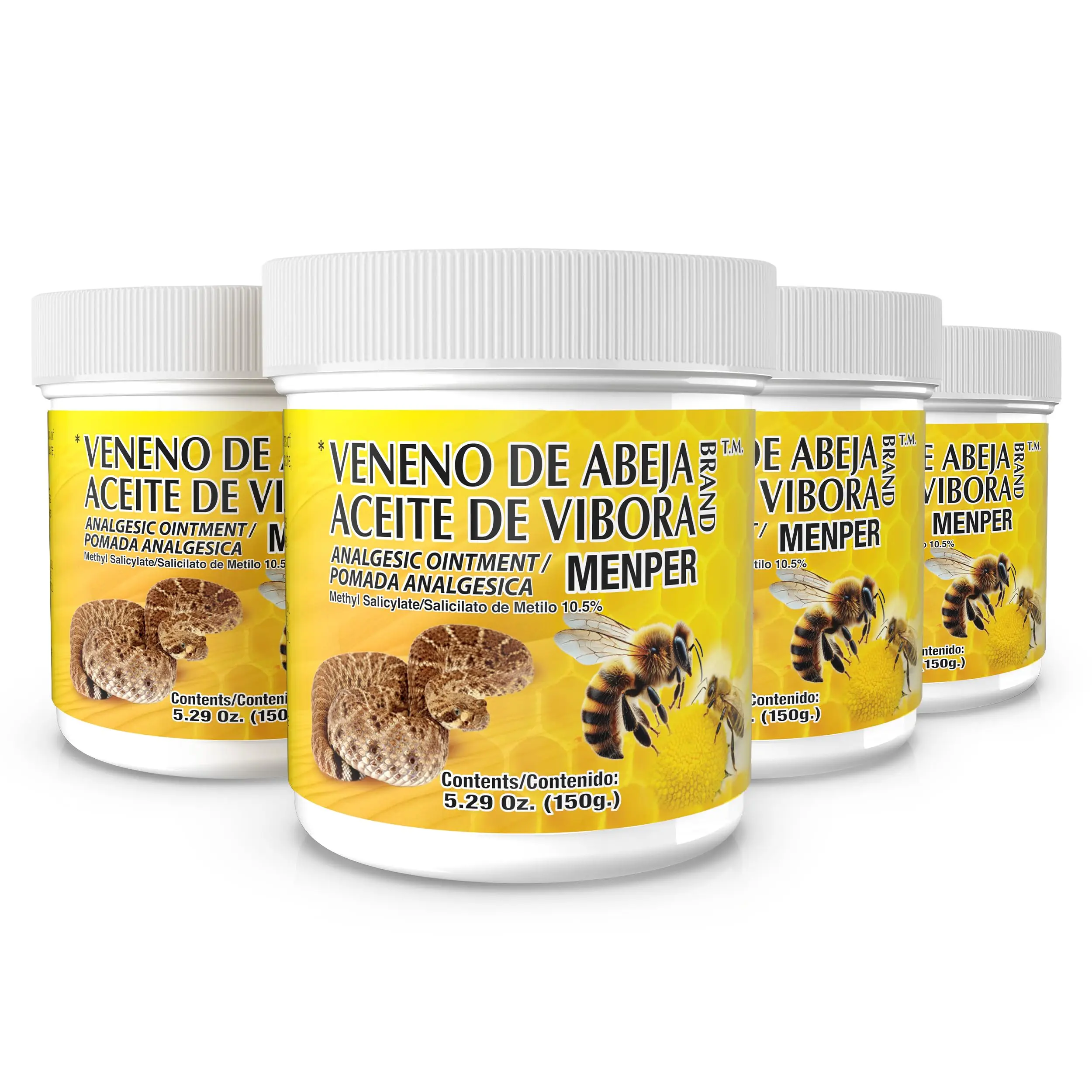 Smooth Veneno De Abeja Muscle Relief Gel Healthcare Therapy Cream, 4-Pack Methyl Salicylate Soothing Ointment (5.29 Oz) for Joint Ache Treatment