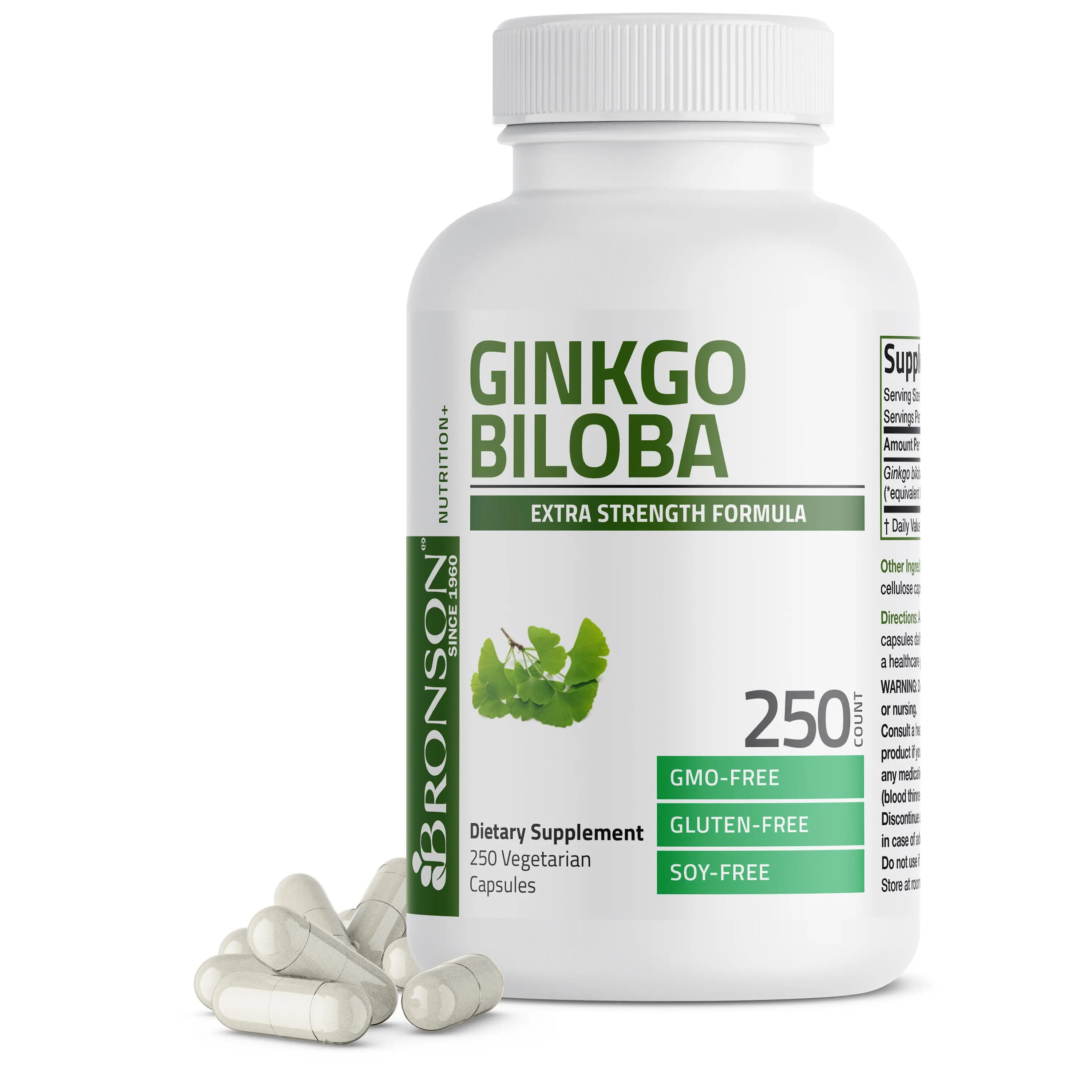 Bronson Ginkgo Biloba 500mg Extra Strength 500mg per Serving - GMO-Free, Gluten-Free, Supports Brain Function & Memory Support Dietary Supplement brain health