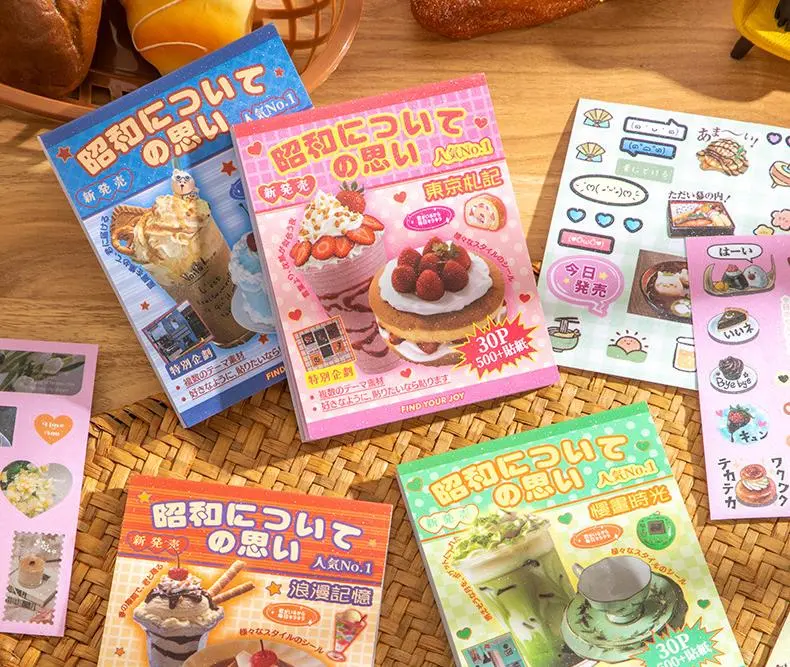 60-Piece Japanese Convenience Store & Everyday Life Sticker Book (Over 1000 Designs) - Scrapbook Supplies, DIY Decor for Notebooks, Mugs, Electronic Devices with Multiple Uses