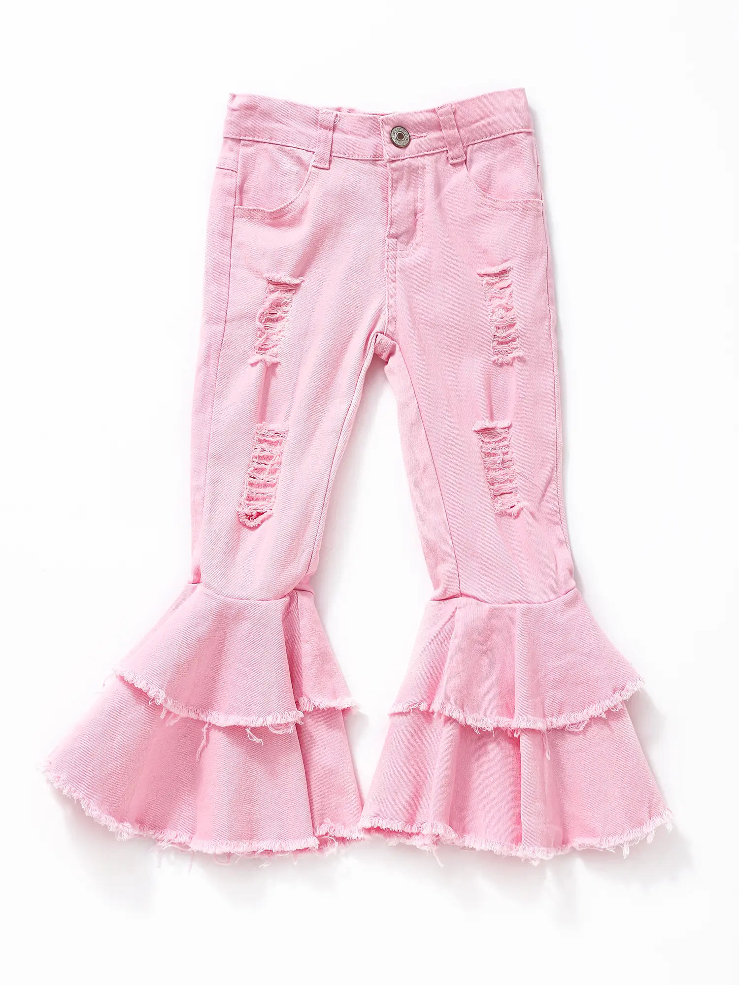 Light Pink Print Denim Stretchy bottoms Girls jeans