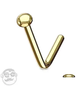 Gold PVD Dome Top L Bend Nose Ring
