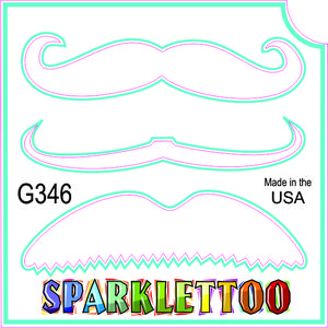 212 MAIN Men's Ruby Red Glitter Tattoo Stencil - G346, 1.5x2.3x2.3 in, 3-Ply, 3 Mustache Designs, Pack of 100, American Made, for Special Occasion Costumes & Accessories