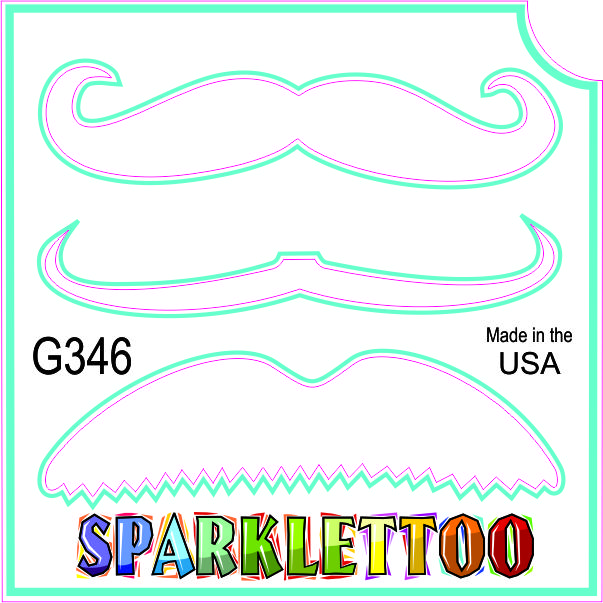 212 MAIN 100-Pack American Made Ruby Red Glitter Tattoo Stencils (G346-2), 1.5x2.3x2.3 in, 2-Ply, 3 Mustache Designs, Easy to Apply, Skin-Safe, Vibrant Hue