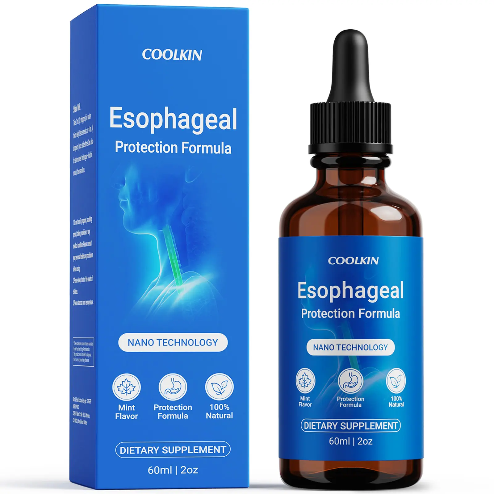 Nano Esophageal Relief Drops - ContainingSlippery Elm Bark, Zinc, L-Carnosine, L-Glutamine & Aloe Extract - Non-GMO, Dairy-Free - Soothes Digestive Discomfort, SupportsHealthy Throat & Stomach