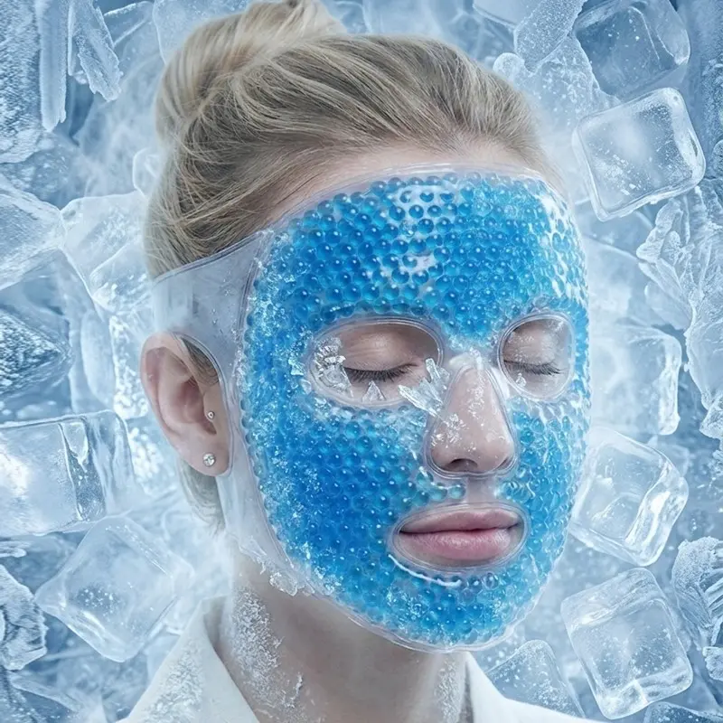 Reusable Gel Face Mask, Cold Cooling Mask with Gel Beads, Unisex Ice Pack for Face and Eyes, Comfortable Sleep and Relaxation Mask
