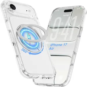 Phone case for iphone 17 16 15 14 13 Phone Cases with Stand, 360 Magnetic Ring Stand, Military-Grade Protection [Compatible with MagSafe] Shockproof Case for iPhone 17 Pro max Phone Cover with Adjustable Foldable Kickstand, Clear