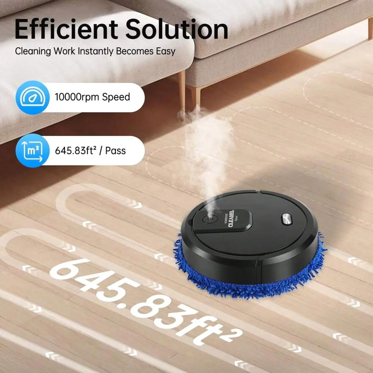 Robot Vacuum and Mop Combo, 10000rpm High Speed Automatic Floor Cleaning Robot, Rechargeable Sweeping Mopping Robot for Home Hard Floors Pet Hair
