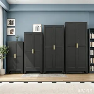 Black Metal Storage Cabinet with Doors, Steel Pantry Cabinet with Adjustable Shelves – Freestanding Cupboard for Kitchen, Office, Garage, Dining Room