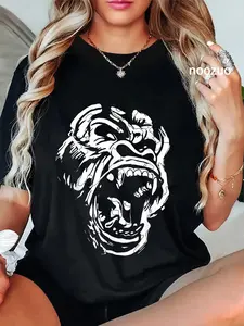 100% Cotton Angry Gorilla Shirt Silverback White Fierce Great Ape Gift T-Shirt
