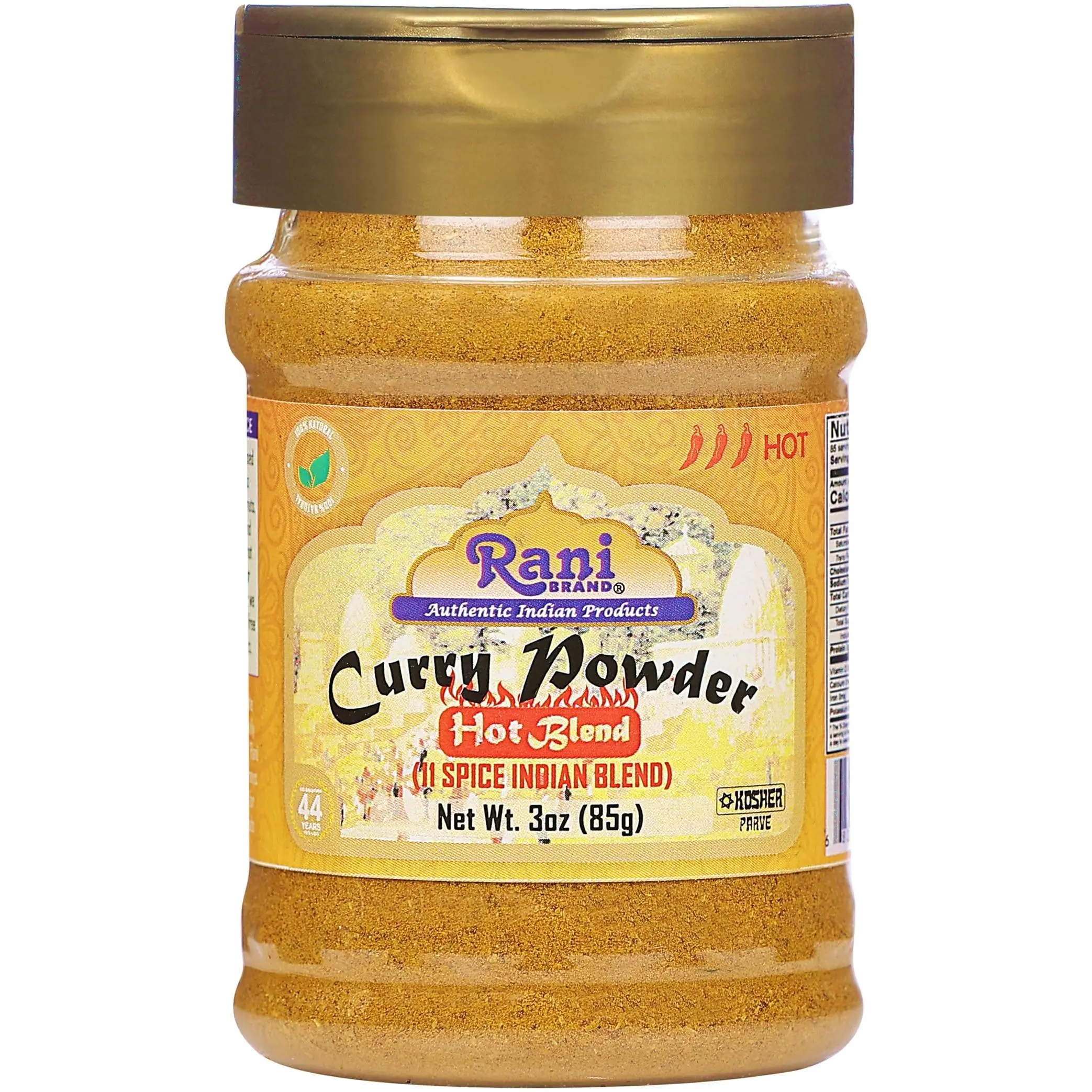 Rani Curry Powder Hot Natural 11-Spice Blend 3oz (85g) PET Jar ~ Salt Free | Vegan | Gluten Friendly | NON-GMO | Kosher | Indian Origin