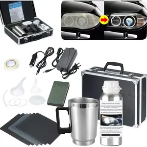 Headlight Restoration Kit, Auto Headlight Lens Polish Repair Kit Atomizing Cup Headlight Vapor Renovation Tool with 200ml Liquid for Repair of Scratch,Yellowed, Haze, Oxidized, Cracked Headlights