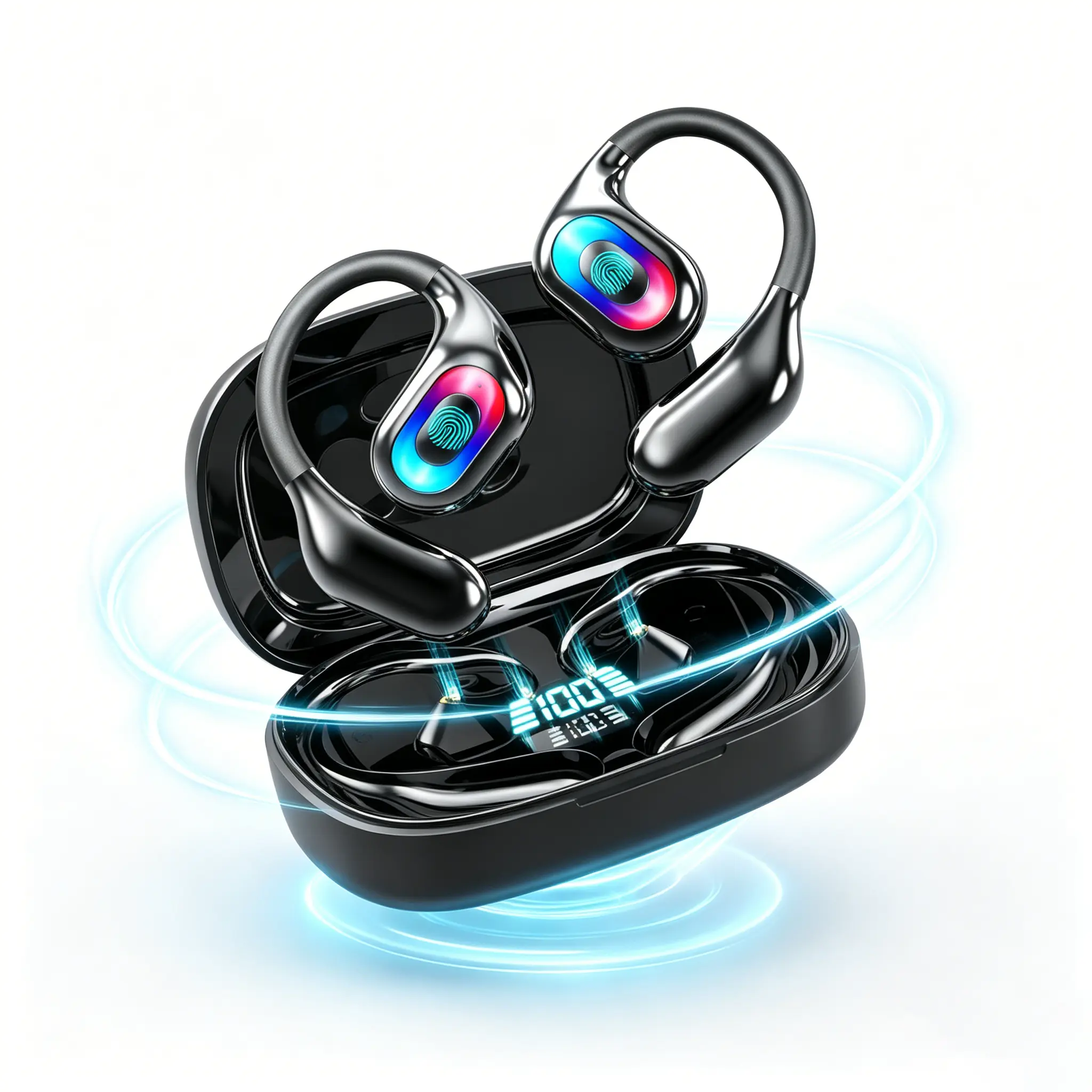 Open Earbuds, True Wireless Multifunctional AI Translation Earbuds - 156-Language Real-Time Translation, ANC Noise Cancelling, 6 Modes, Bluetooth, HD Mic, Ergonomic Lightweight Design, Essential for the back-to-school season
