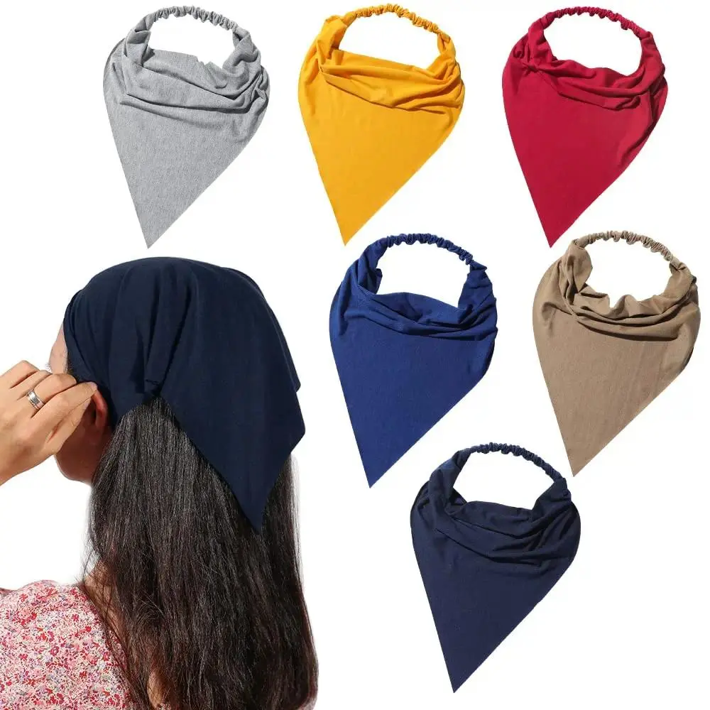 Plain Chiffon Bandana Head Wrap, Unisex Elastic Headband for Daily Casual & Beach Wear, Lightweight Triangular Scarf in Bandana Style - 27cm, Hairwraps, Polyester