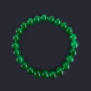 Dark Green Glass Bead Bracelet 8mm