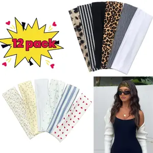 12 Pack Headbands for Women- Heart, Floral, Stripe, Leopard And Zigzag Print Fashion Hairbands, Soft Elastic Hair Additions for Daily Wear