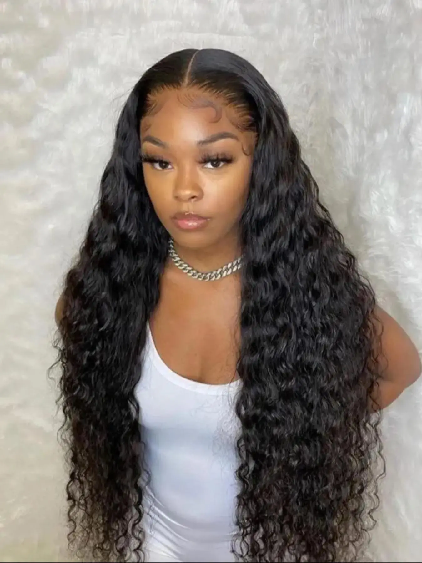 26 Inch Black Long Curly Wigs for Women, Gorgeous Fluffy Wigs without Bangs, Synthetic Lace Front Wigs for Party, Daily Use