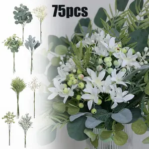 8 Pack Artificial Greenery Stems Box Set Eucalyptus Leaves Bundle Faux Faux Plants and Fake Flowers for DIY Wedding Decoration Beauty & Personal Care