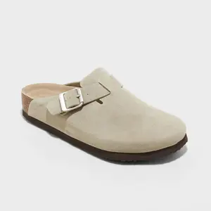 Women's Betsy Clog Mule Flats - Universal Thread Taupe 6.5: Faux Leather Slip-On, Medium Width
