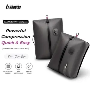 Electric Vacuum Compression Storage Bag with Built-in Pump, Travel Packing Organizer for Suitcase, Reusable Airtight Clothes Storage Bag