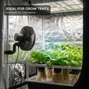 TazTir Grow Tent Clip Fan  6” Clip  320CFM Turbo Airflow, 10 Speeds Quiet 28dB, 90° Oscillating Desk  with Strong Clamp for Hydroponics Circulation Cooling, Bedroom & Office electric fan  efficient indoor heater Clip-On box USB-C Portable