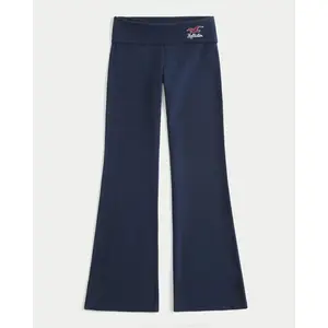 Hollister Foldover Waist Logo Knit Flare Pants