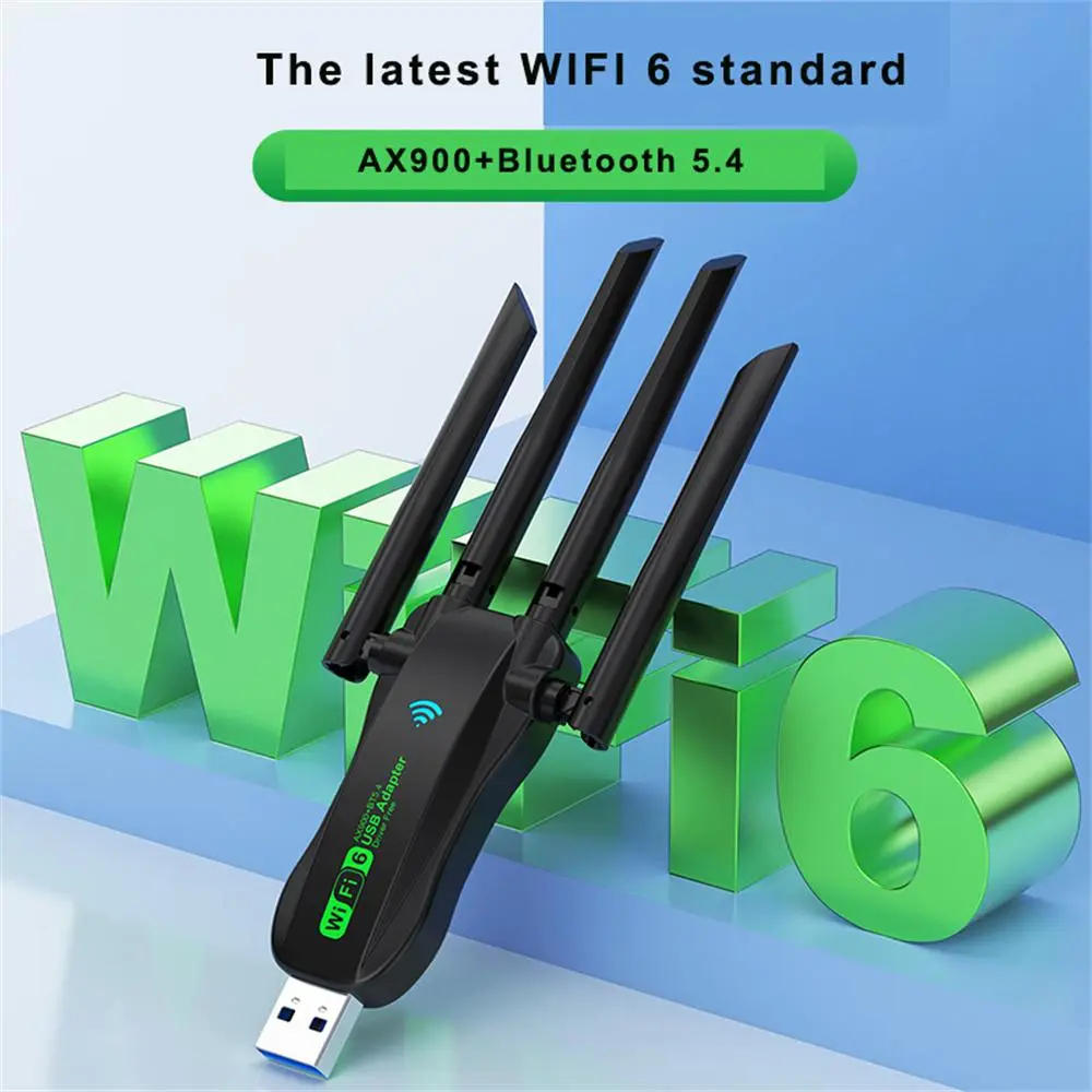 AX900 WiFi USB Adapter WiFi6 Bluetooth 5.4 Dual Band 2.4G+5.8Ghz 4 Antenna Dongle USB Wireless Card Receiver for PC/Laptop