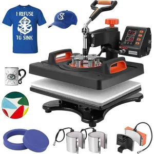 GARVEE 6 in 1 Heat Press Machine 12x15 inch 360° Swing Multifunction Sublimation Heat Press for T Shirts Mugs Hat Plate Cap