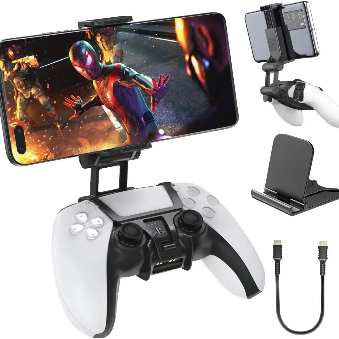 OIVO PS5 Controller Smartphone Mount Clip – Cellphone Mobile Gaming Smartphone Holder Handheld Adjustable Portable Accessories for PlayStation 5 DualSense Controller, Replacement Clip Stand for Remote Play, Android and On-the-Go Gaming Setup