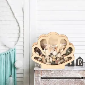 Wooden Vintage Shell Storage Box, Perfect for Seashells and Jewelry Decor, Ideal Home Desktop Decoration, Great Holiday Gift Option