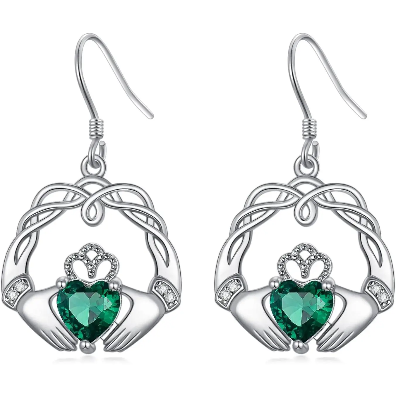 Claddagh Earrings for Women 925 Sterling Silver Celtic Knot Claddagh Dangle Earrings Irish Jewelry Gifts