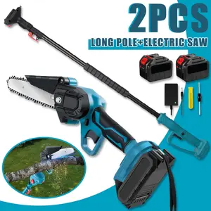 2pcs high branch saws, telescopic high-altitude shears, electric brushless pruning saws, extended high branches, two electric and one electric garden pruning tools