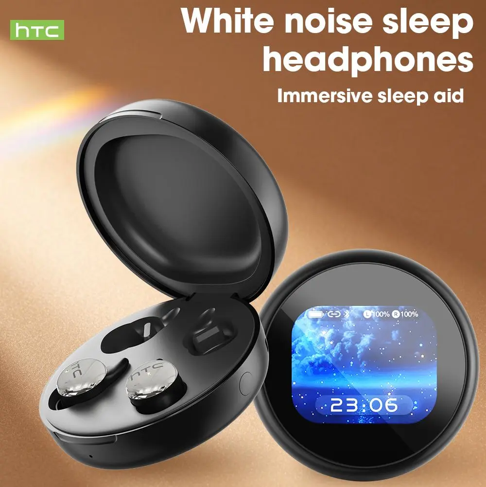 HTC NE90 Mini Sleep Earbuds for Side Sleepers, AI Sleep Mode, White Noise, Bluetooth 6.0, Ultra Comfortable Invisible Fit