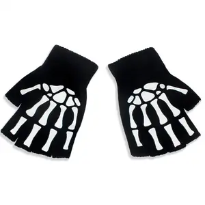 Glow in the Dark Skeleton Gloves for Halloween Cosplay, Perfect for LARP Parties and Stage Performances, Fun Prank Props and Photo Accessories, Cosplay Essential, Spooky, Light