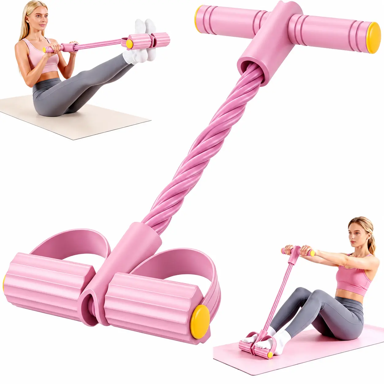6-Tube Adjustable High-Resistance Pedal Resistance Band Trainer, Portable Folded Multi-Use Compact Exerciser for Home Full Body Workout, Arm Leg Waist Muscle Stretching, Six Tubes