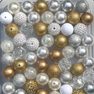 Wedding Mix 20mm Bubble Gum Bead Mixes Chunky Bead Mixes for Jewelry Making Key Chains Pens Durable Plastic Round Beads