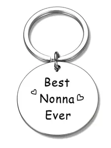 Stainless Steel Keychain, Best Nonna Ever Letter Pattern Keychain for Grandmother, Durable Keyring for Grandmother, Universal Fit for All Key Types