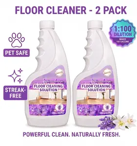 Snowlily 2-Pack Liquid Floor Cleaner Set, Concentrated Solution for All Mops, Steam Mops & Robot Vacuums - 1:100 Dilution, Fresh Lily & Lavender Scent, Deep Cleaning, Fast Drying, Pet & Kid Safe (33.8 Fl Oz Total)