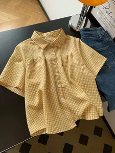 Women's Casual Lapel Loose Plaid Blouse Shirt, Daily Wear Essential, Comfortable and Stylish, Perfect for Everyday, Versatile and Trendy