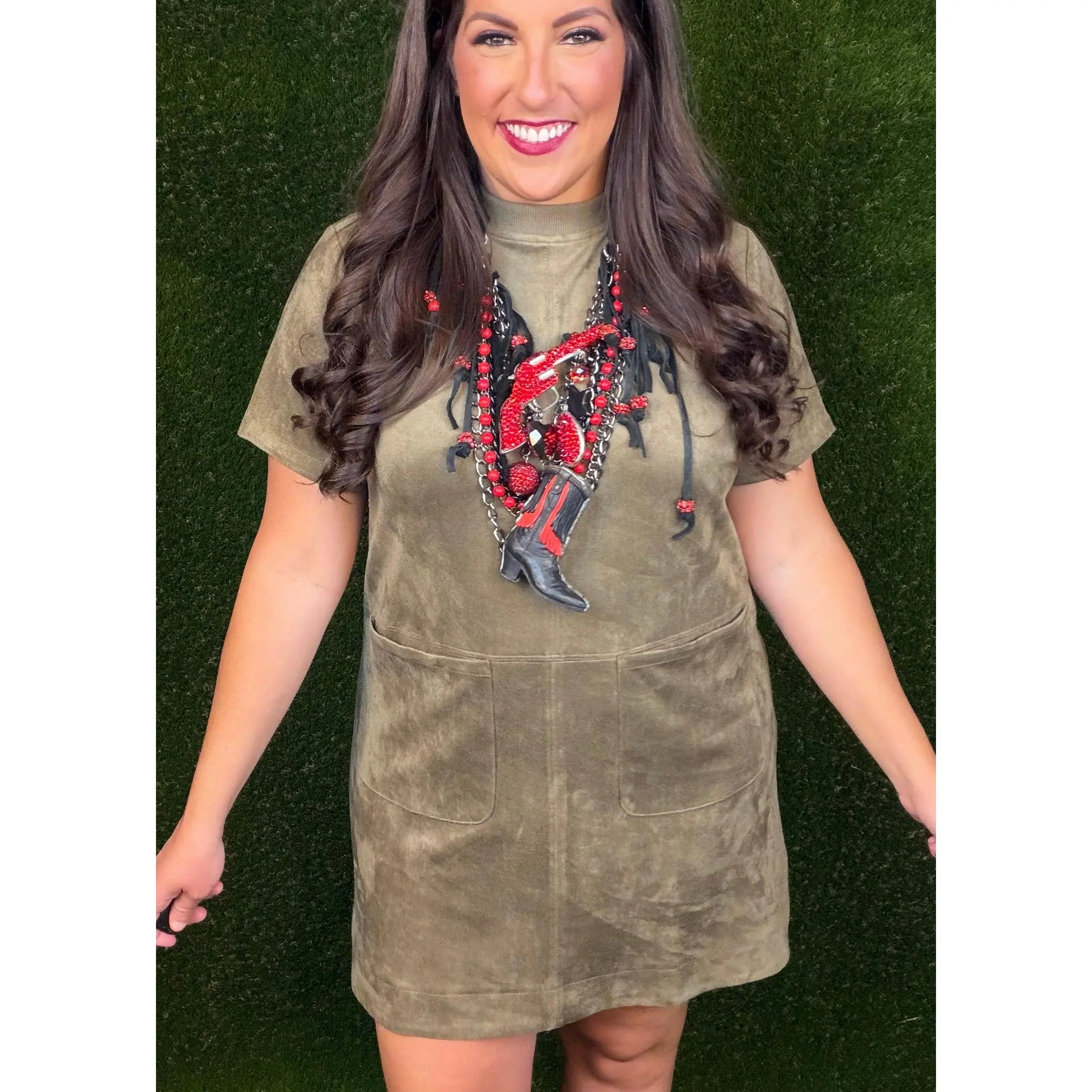 Leave Me Speechless Suede Dress - Olive