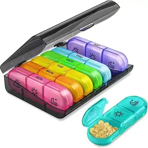 7-Day Pill Organizer with 21 Compartments, BPA-Free Portable Healthcare Pill Box for Travel, Protects Vitamins and Supplements From Light