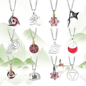 Naruto Anime Necklace Pendant Uchiha Itachi Sasuke Kakashi Ten Tailed Sharingan Shuriken Iron Minimalist Chain Jewelry Accessory for Fans Modern Versatile Accessories Iconic Designs Durable Material Perfect Gift