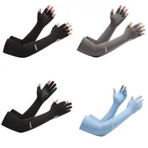 Outdoor 2-Finger / Half-Finger Cycling Arm Sleeves, Non-Slip Grip Touchscreen Sun Protection Ice Silk Cooling Sleeves, UPF 50+ UV Protection Breathable Lightweight Compression Sleeves for Men Women, Ideal for Cycling, Hiking, Driving & Outdoor Sports