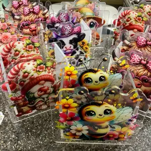 Acrylic Pen & Makeup Brush Holders - Personalize Your Office Teacher Desk or Home with Various Designs Featuring Adorable Bees and Cows